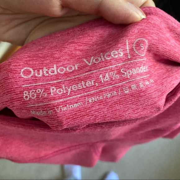 OUTDOOR VOICES Pink Flamingo Stripe 3/4 Leggings - Picture 5 of 10